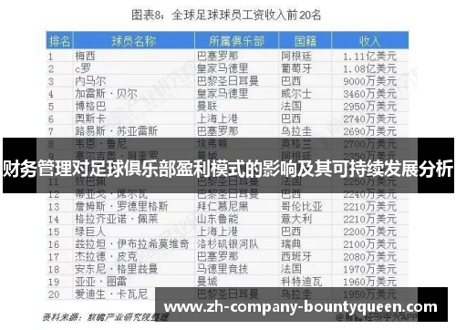 财务管理对足球俱乐部盈利模式的影响及其可持续发展分析 财务管理对足球俱乐部盈利模式的影响及其可持续发展分析