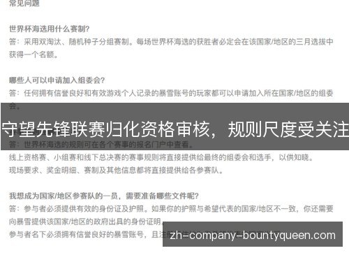 守望先锋联赛归化资格审核,规则尺度受关注 守望先锋联赛归化资格审核,规则尺度受关注
